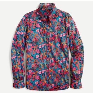 J. Crew Multicolor Floral Button-Down Shirt (Blue, Pink, Orange)